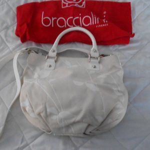 Braccialini Beige/Off White Leather Cross-body Bag